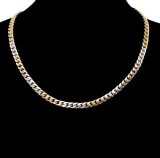 18ct Gold Bi-Colour Diamond Chip Necklace