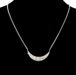Diamond Crescent Pendant Brooch