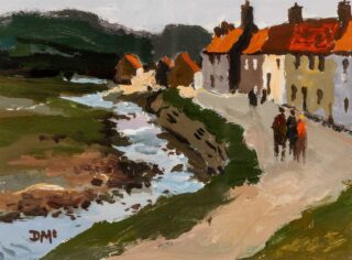 Donald McIntyre Acrylic 'Village by a Stream'