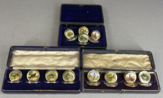 Edwardian Silver & Enamel Menu Card Holders