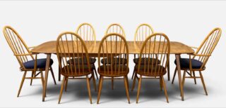 Ercol Dining Table & Windsor Quaker Chairs