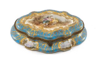 French Porcelain Shaped Oval Casket