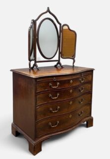 19th Century Mahogany Serpentine Chest & Triptych Mirror