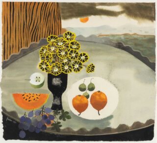 Mary Fedden RA Watercolour 'Auriculas'