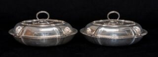 Pair of George V Silver Armorial Entree Dishes