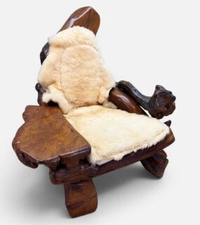 Californian Mid-Century Redwood Sculptural Lounge Chair