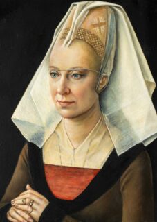 Sally Moore Oil 'Portrait of a Lady, After the Workshop of Rogier van der Weyden'