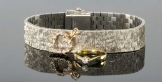 9ct White Gold Bracelet, Gold Pendant & Ring