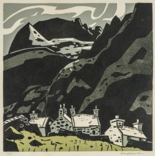Sir Kyffin Williams RA Linocut 'Gwastadnant'